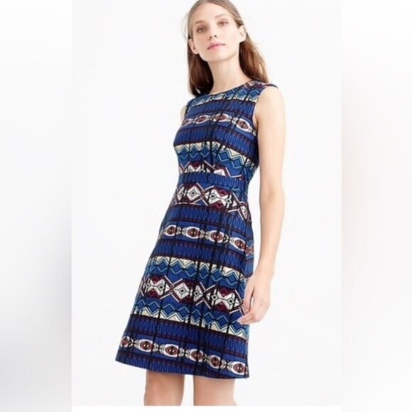 J. Crew Dresses & Skirts - J.Crew Women’s Fit & Flare Cocktail Dress tribal Metallic Geometric size 10